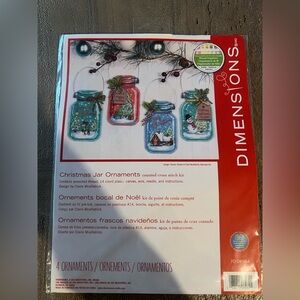 Dimensions Cross Stitch Christmas Jar Ornaments Plastic Canvas Cross Stitch Kit